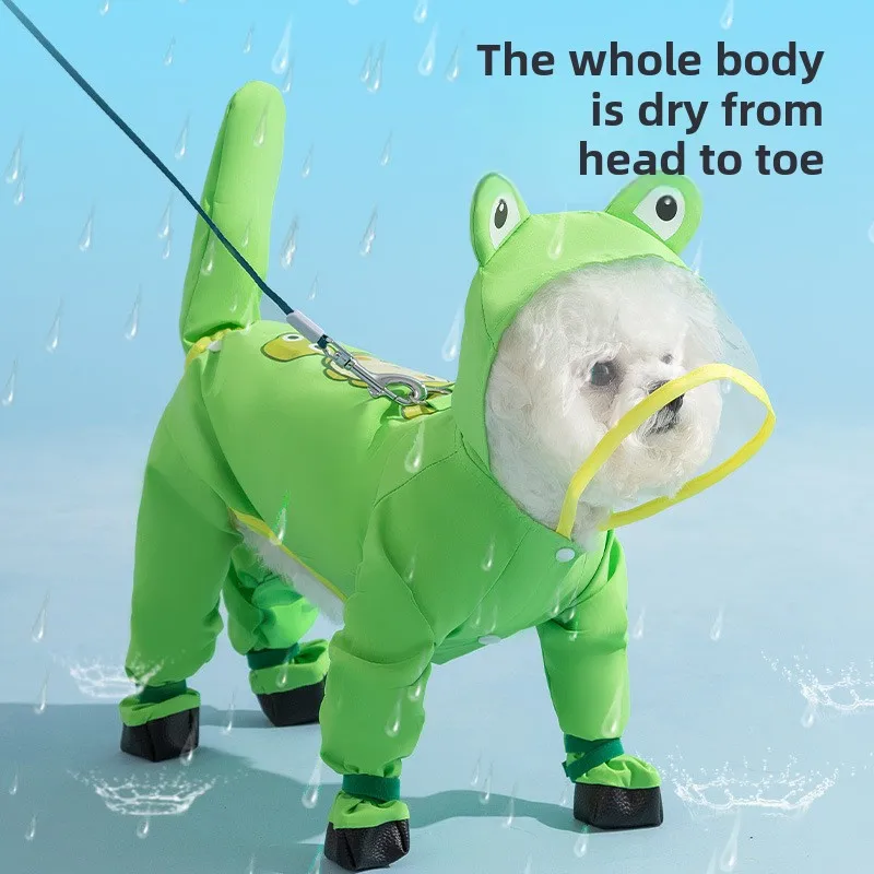 Dog Raincoat - جرو الكلب مع أقدام المعطف شاملة